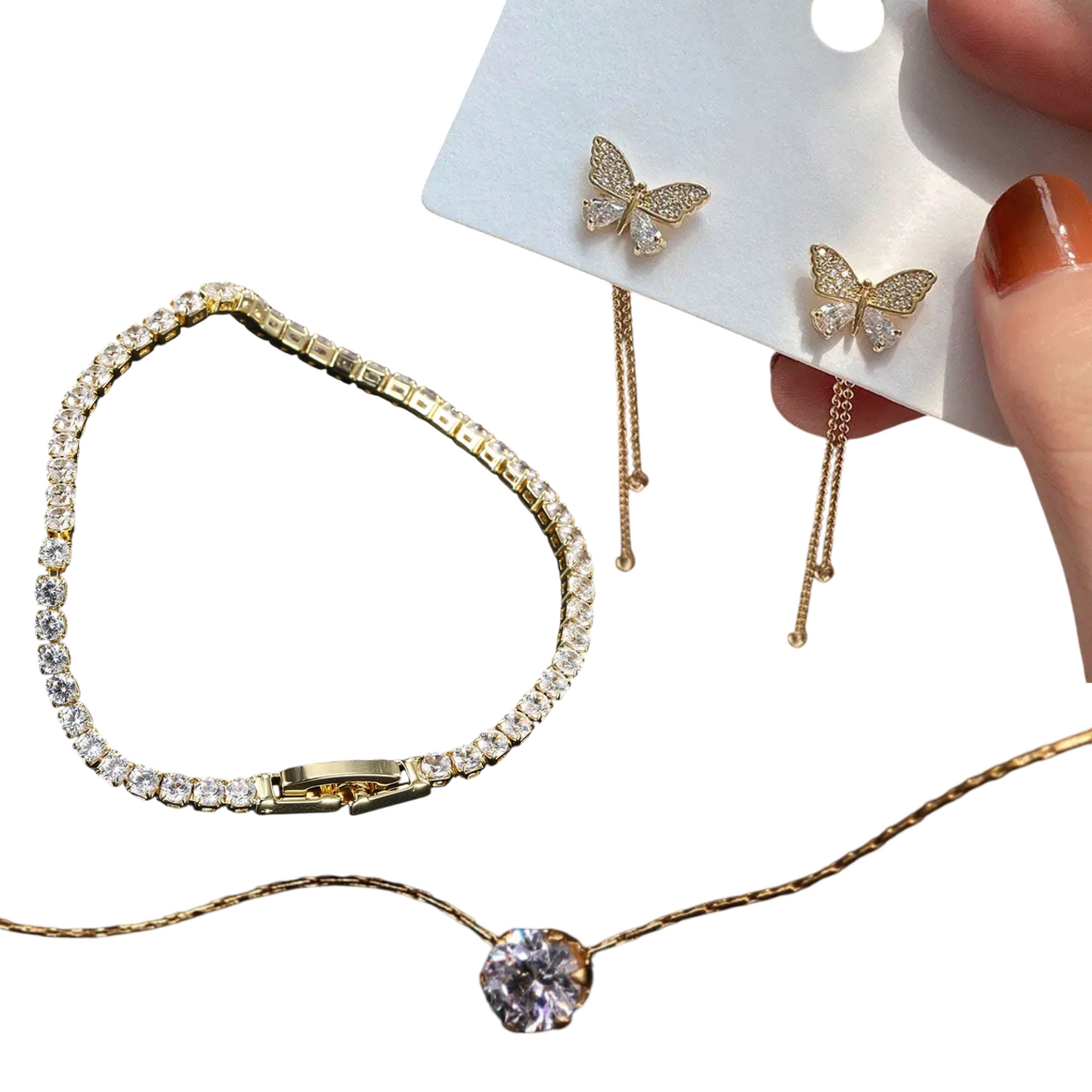 ZESTAW Naszyjnik + Bransoletka + Kolczyki